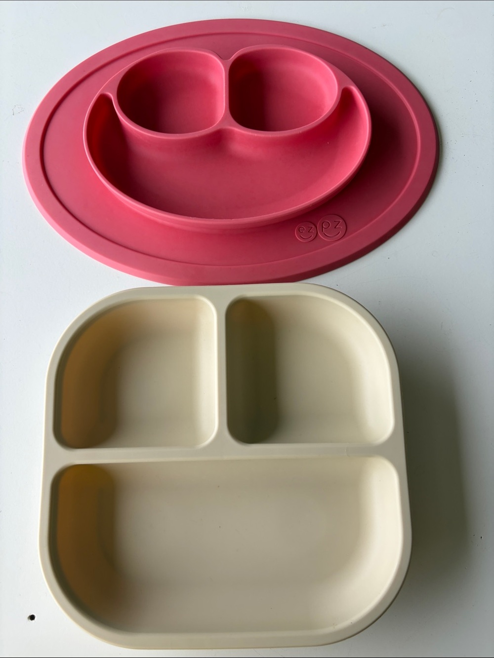 Silicone Divided Baby Plate Set - of 2 Rose & Cream